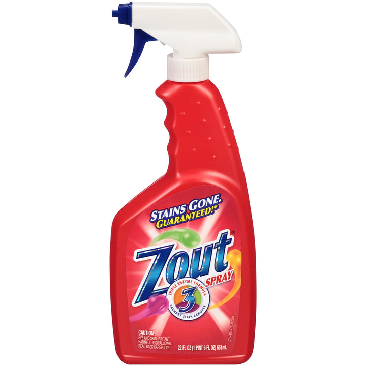 Zout Triple Enzyme Formula Laundry Stain Remover Spray, 22 Ounce - Pack of 6