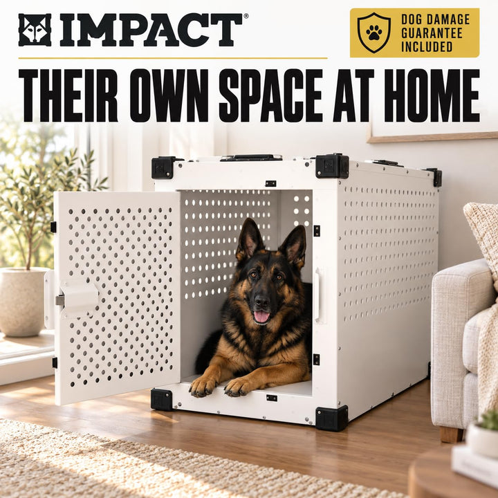 Impact High Anxiety Dog Crate - Escape Proof Kennel (White, 30")