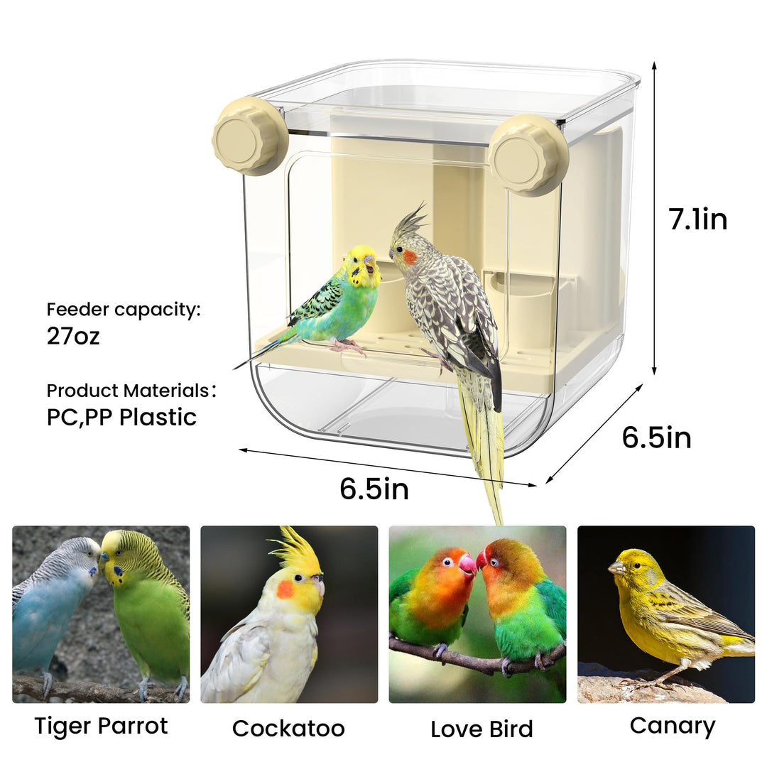 Automatic Bird Feeder for Cage,No Mess Bird Seed Food Container,Catcher