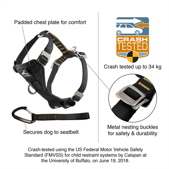 Kurgo Enhanced Strength Tru-Fit Smart Harness, Black, Medium
