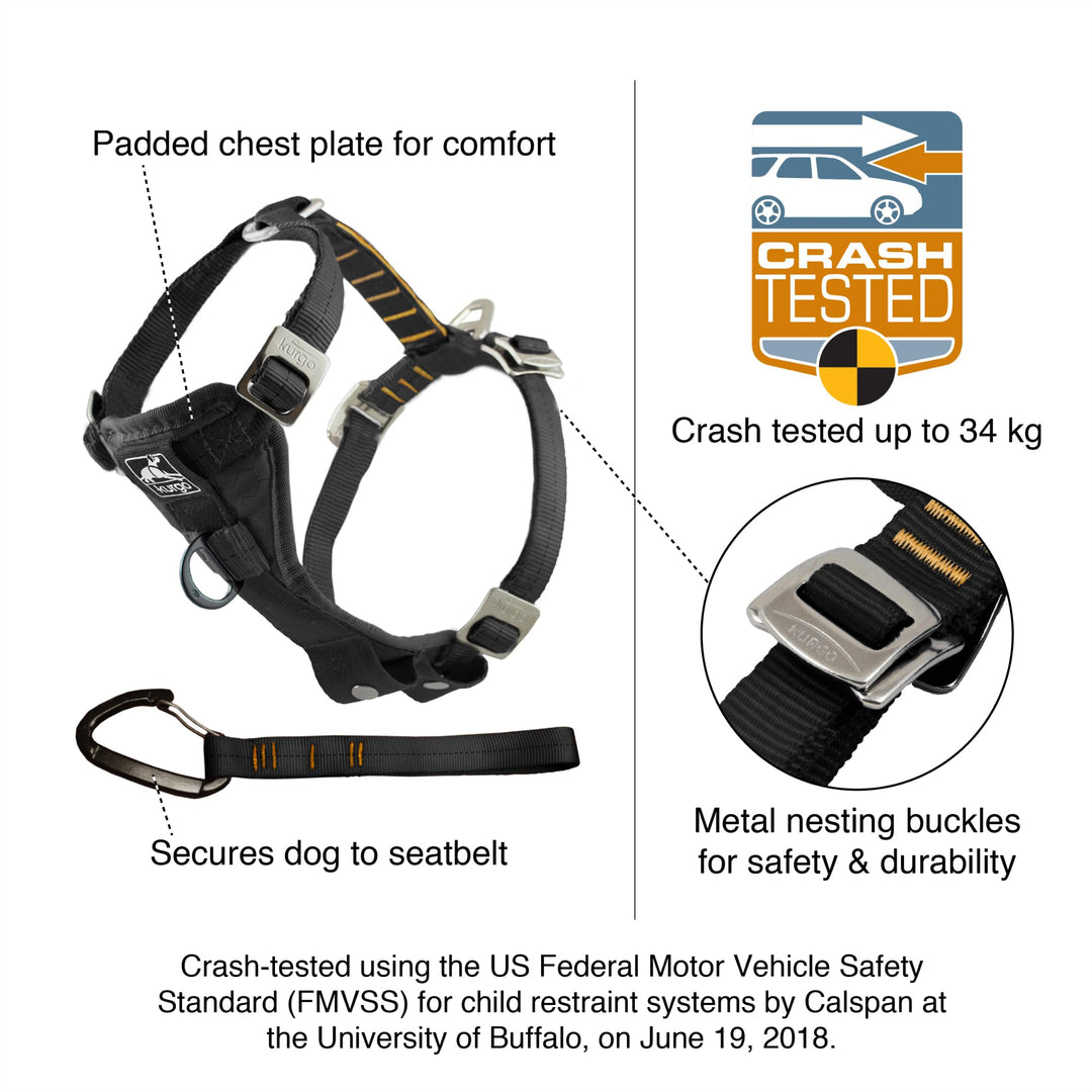 Kurgo Enhanced Strength Tru-Fit Smart Harness, Black, Large