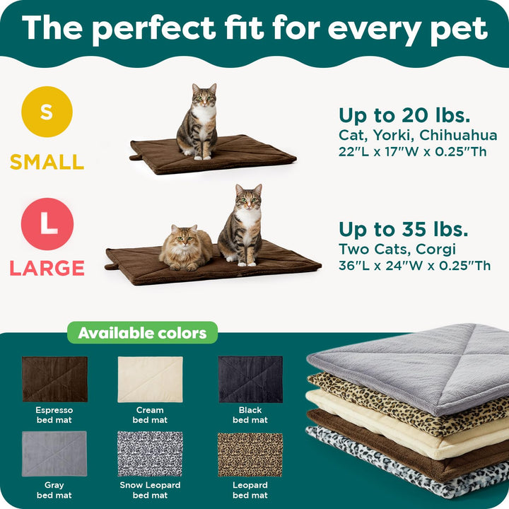FurHaven ThermaNAP Self Warming Cat Mat, Dog Bed for Crates with Self-Warming Technology for Cozy Rest, Fully Machine Washable, Small, Plush Faux Fur, Gray