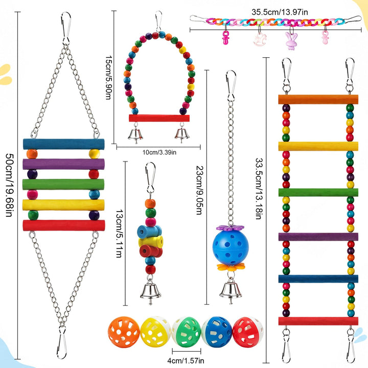 Bird Toys for Parakeets Parrots Conures Budgies with Swing Hammock Ladder