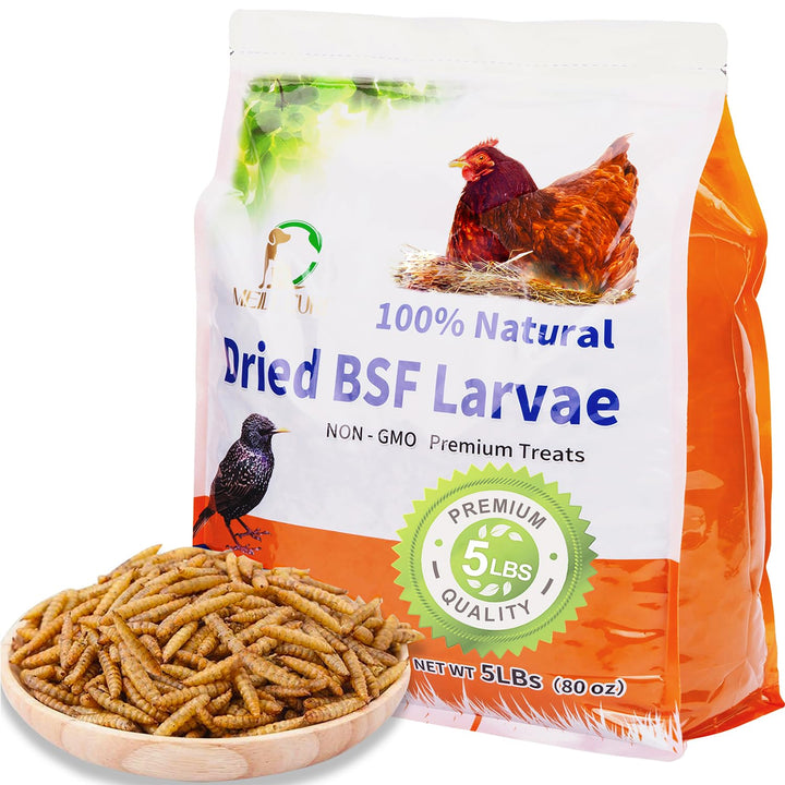 MEILLEURE 5LB Dried Black Soldier Fly Larvae for Laying Hens, Calcium Feed