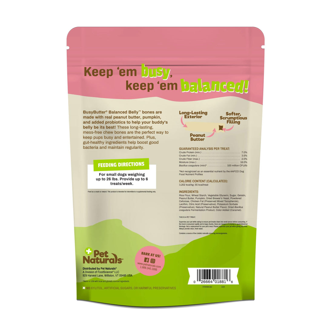 Pet Naturals BusyButter Balanced Belly Dog Bones, Small, 22 Count