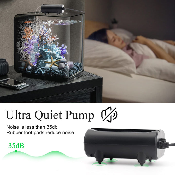 AQQA Aquarium Air Pump,3.5W Dual Outlet Oxygen Pump