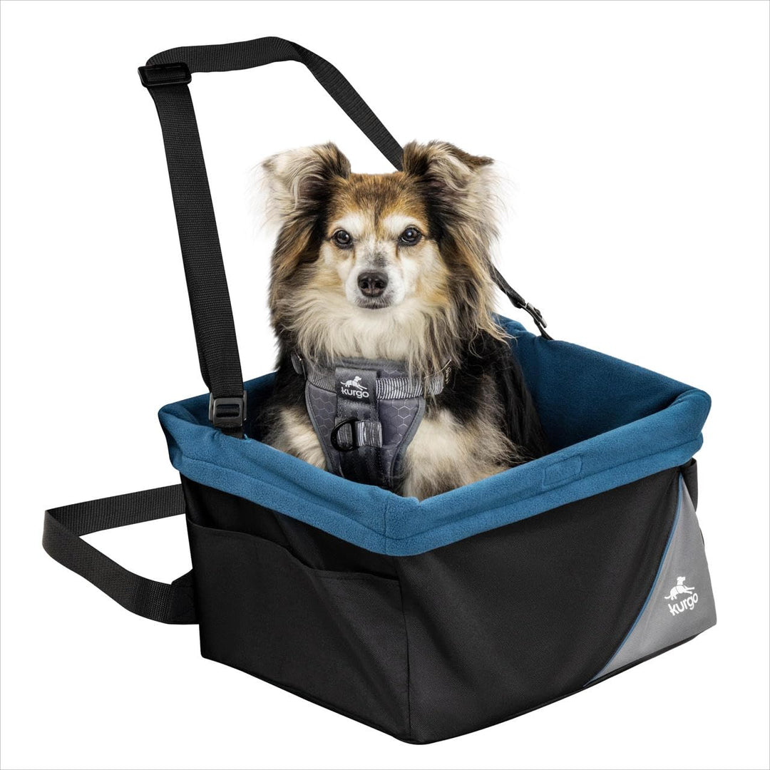 Kurgo Rover Pet Booster Seat for Small Dogs or Cats, Front &amp; Rear Dog Car Seat, Carrier Carseat for Pets, Dog Seatbelt Tether, Helps with Canine Car Sickness