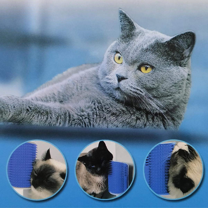 2 Pack Softer Self Groomer with Catnip Wall Corner Massage Comb Scratcher Grooming Brush Tool for Long &amp; Short Fur Kitten Cats Dogs (Gray)