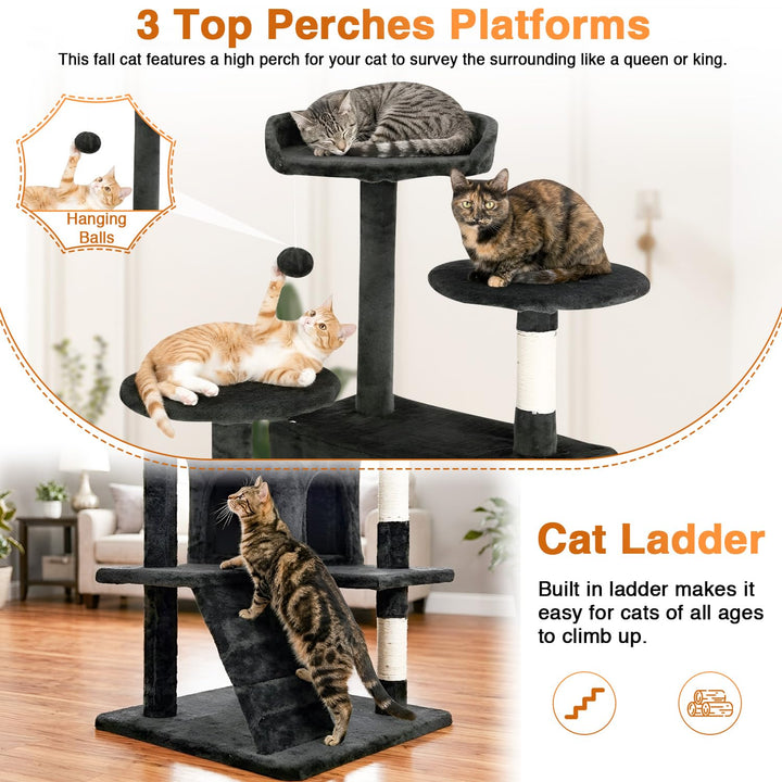 FDW | 54" Cat Tree Tower | Dark Gray | Multi-Level Indoor Activity Center