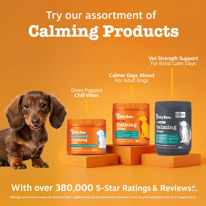 Zesty Paws Puppy Calming Chews for Dogs - Puppy Essentials, Turkey, 90 Ct