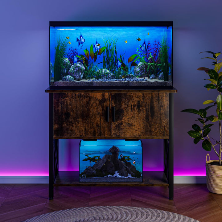 APPOLYN 40-50 Gal Aquarium Stand with Cabinet Storage, Vintage