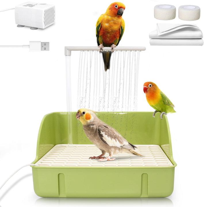Jevnd Automatic Parakeet Bird Bath with Pump, Large Bird Shower Fountain