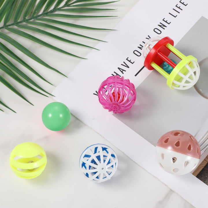 Psiriol 6 Pcs Foraging Ball Bird Toys, Feeder Toys, Foot Talon Toy, Chewing Training Rattle Bell Balls, Parrot Cage Toys for Parakeets, Cockatiels, Conures, Love Birds and Other Small to Medium Birds