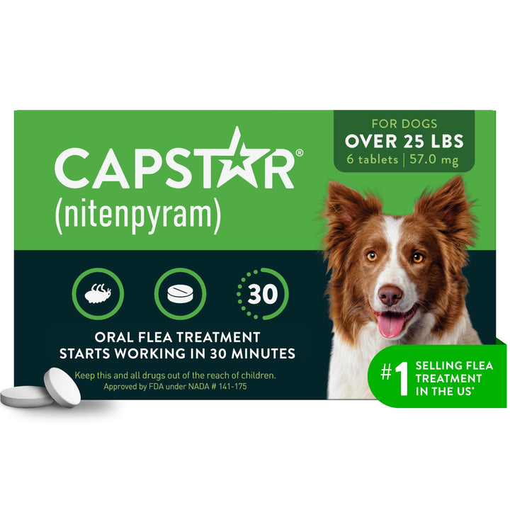 Capstar Oral Flea Tablets Dogs 25+ lbs, Nitenpyram, 6-Dose