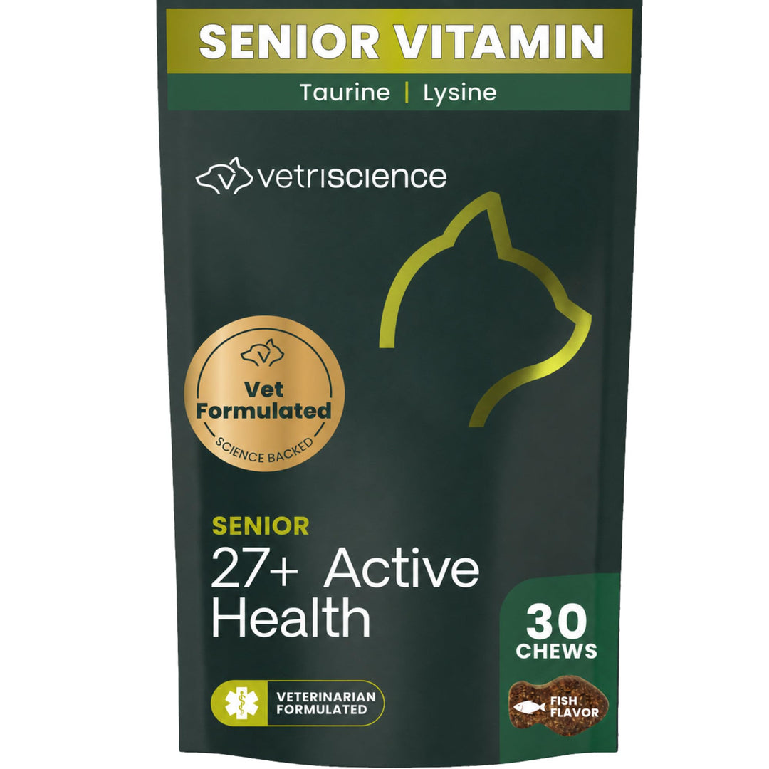 VetriScience Senior 27+ Active Health Chews for Senior Cats, Fish, 30 Count