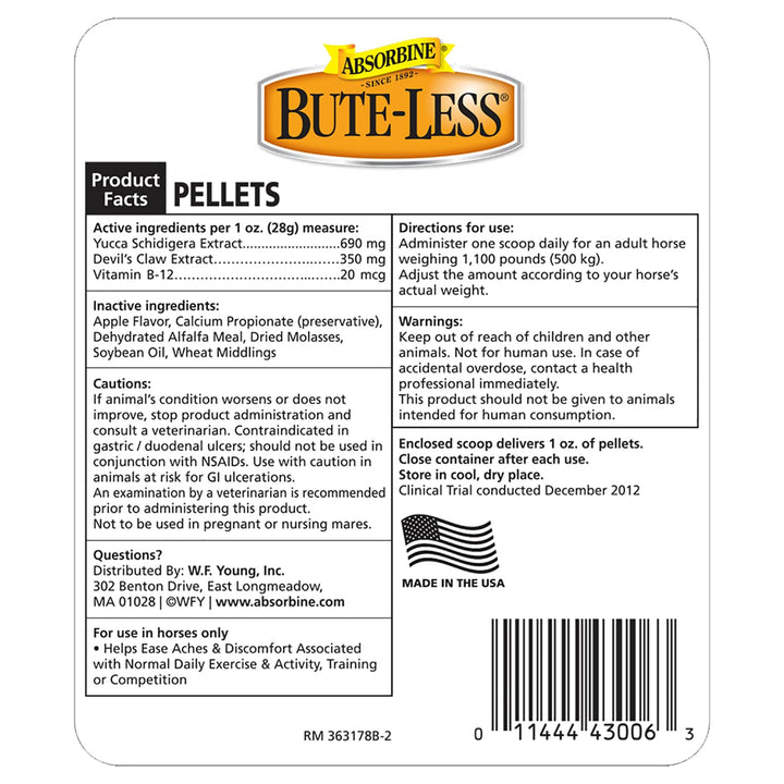 Absorbine Bute-Less Comfort &amp; Recovery Supplement Pellets, Healthy Inflammatory Response, 5 lb / 80 Day Supply
