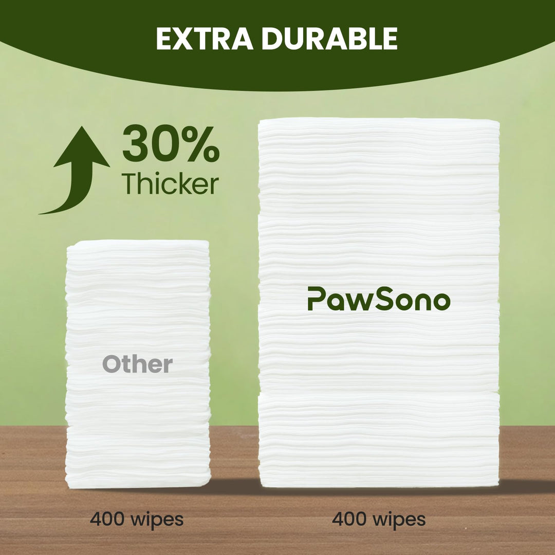 PawSono Hypoallergenic Pet Wipes for Dogs, Cats &amp; Small Animals, 400 Coun