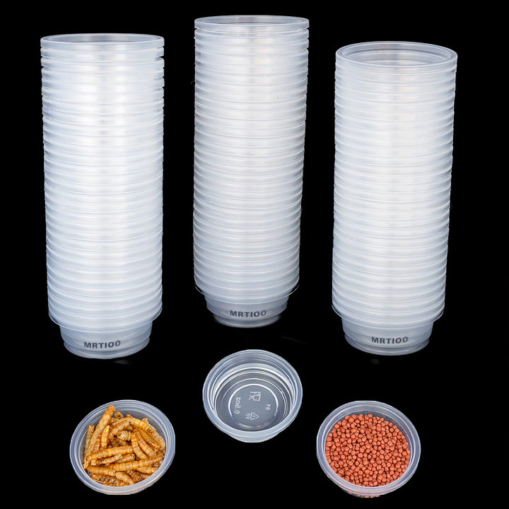 MRTIOO Lizard Crested Gecko Food Water Feeding Cups, 100 pcs, 0.5oz