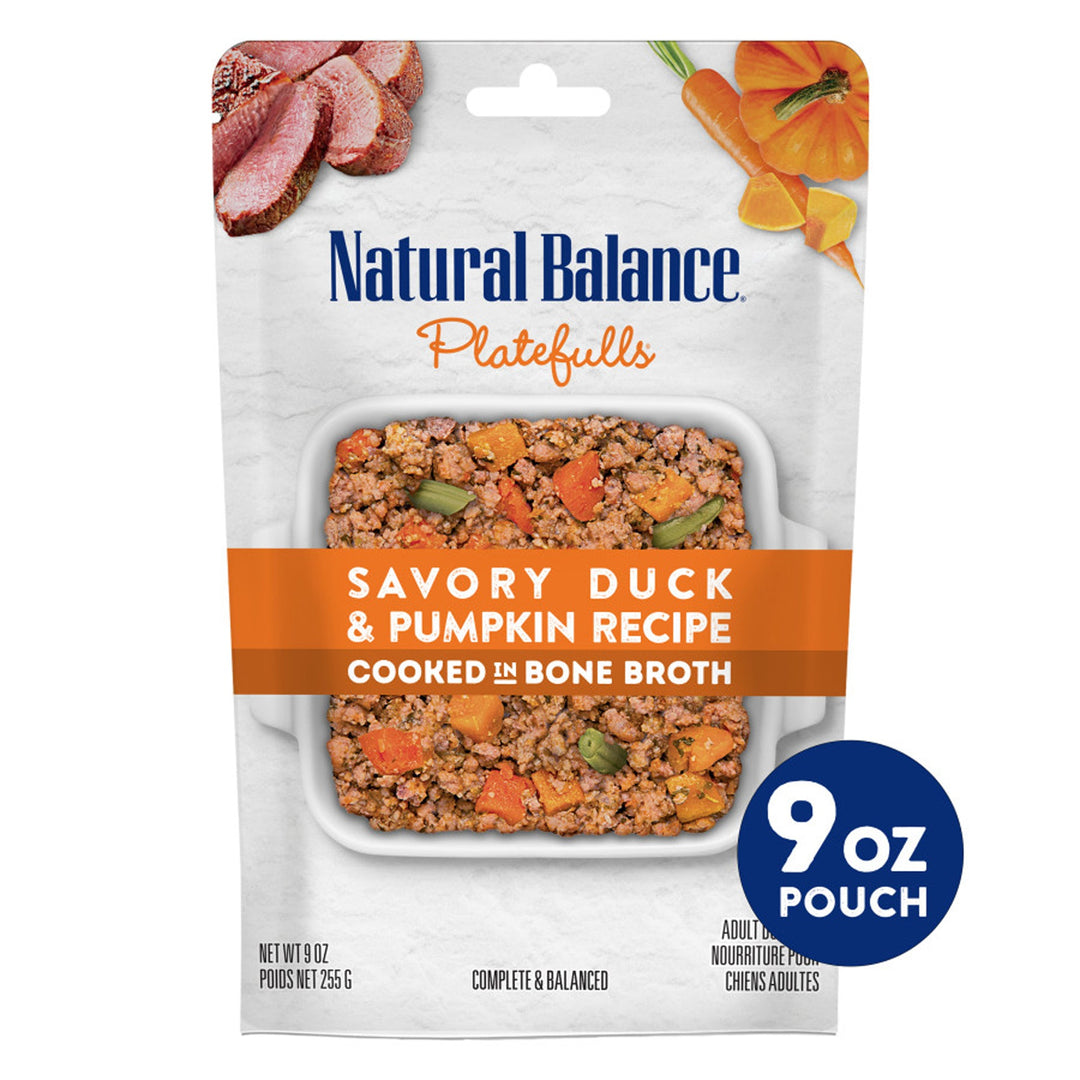 Natural Balance Platefulls Savory Duck & Pumpkin Recipe Dog Food 12ct/9oz pouch