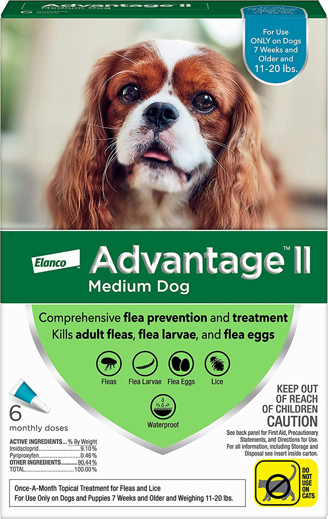 Advantage II Dog Medium Teal 6-Pack (3packs)