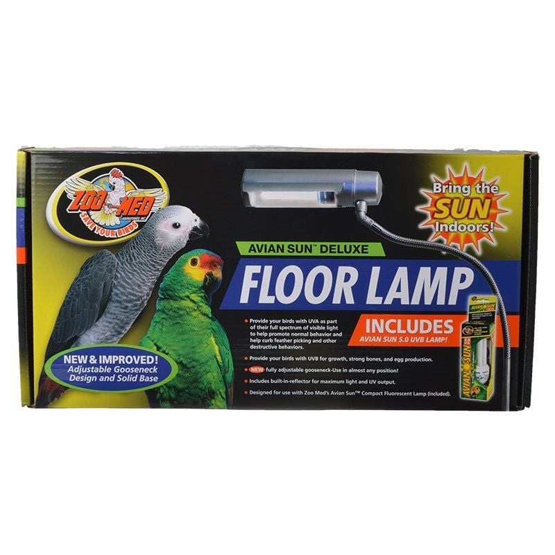 Zoo Med Avian Sun Deluxe Floor Lamp with 5.0 UVB Lamp - Fixture & Lamp-