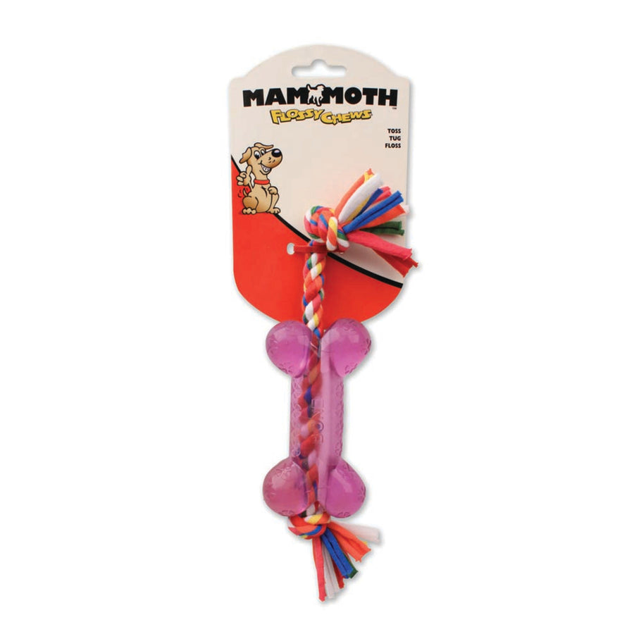 Mammoth Pet Products Cloth Dog Toy Rope w/TPR Bone Assorted 1ea/SM-