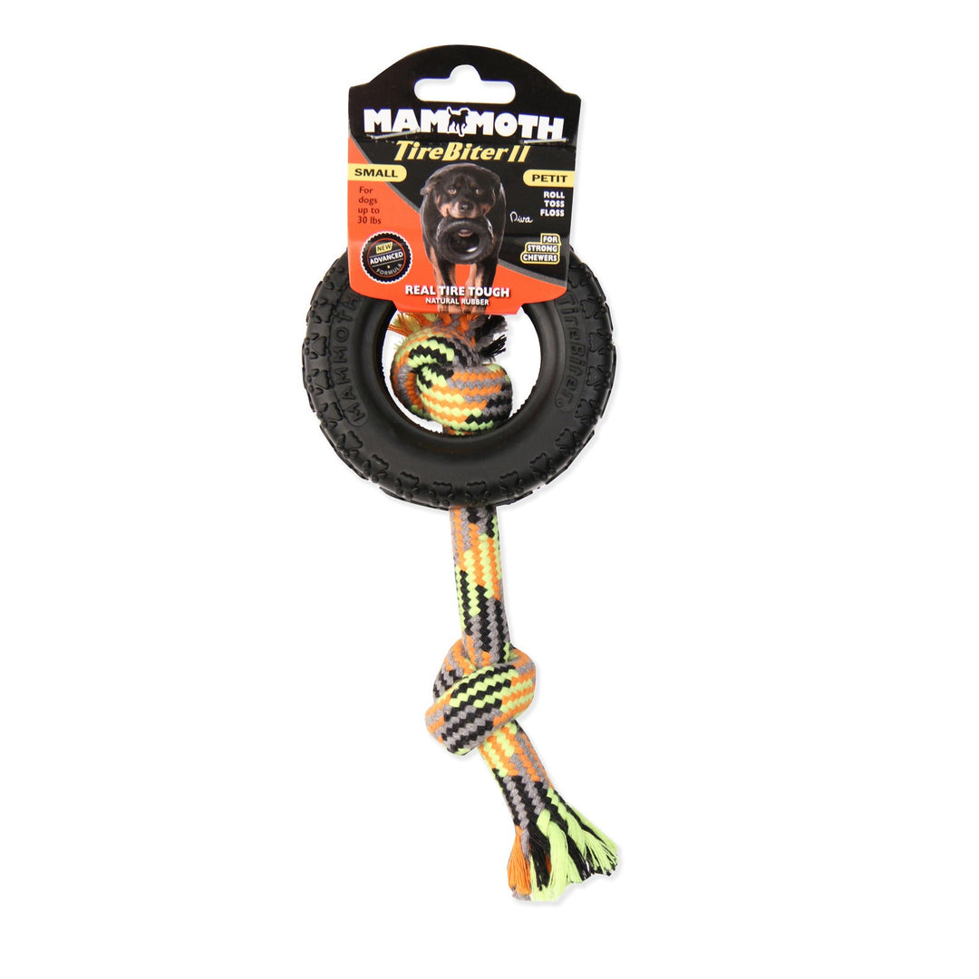 Mammoth Pet Products Tirebiter Ii With Rope Dog Toy Rope With Tire Multi-Color 3.75 In Small Default Title