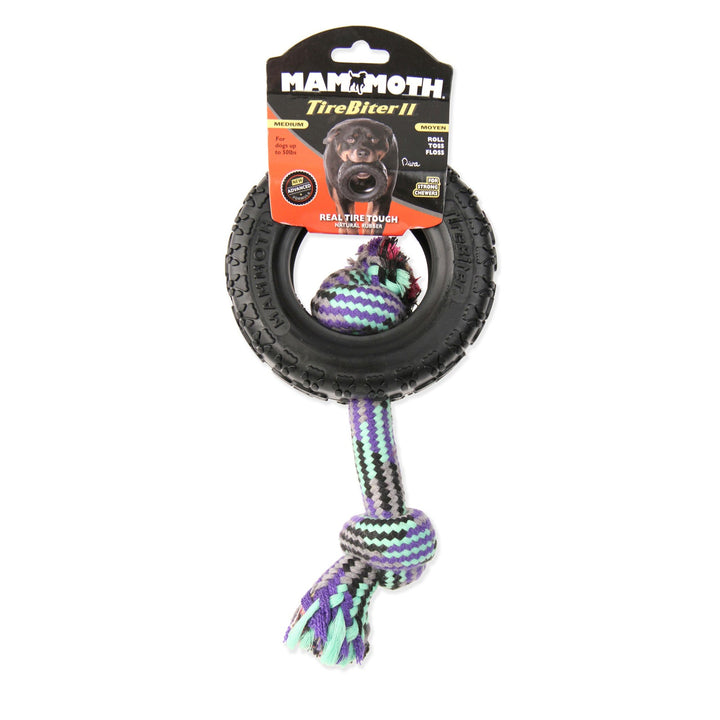 Mammoth Pet Products Tirebiter Ii With Rope Dog Toy Rope With Tire Multi-Color 5 In Medium Default Title