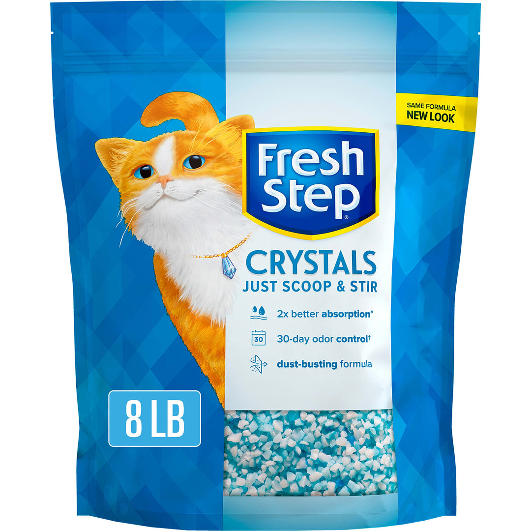 Fresh Step Crystal Cat Litter, Lightweight with Long-Lasting Odor Control, Low Dust, 8lbs.