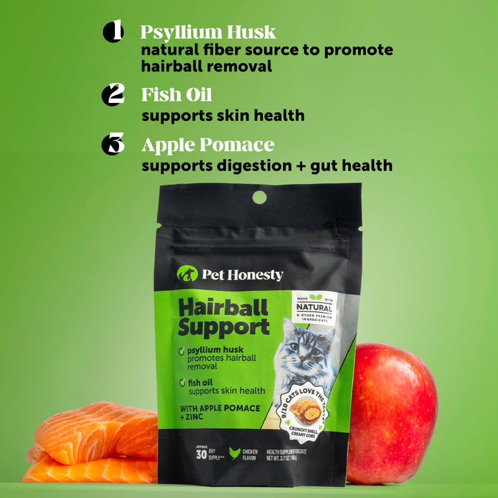 Pet Honesty Vet Backed Cat Hairball Remedy Chews, Chicken, 30-Day Supply
