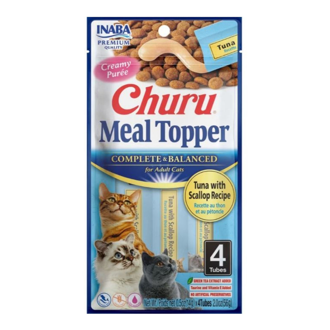 Inaba Churu Complete & Balanced Topper For Cats Tuna/Scallop 2oz. 4 Pk (Case of 6)