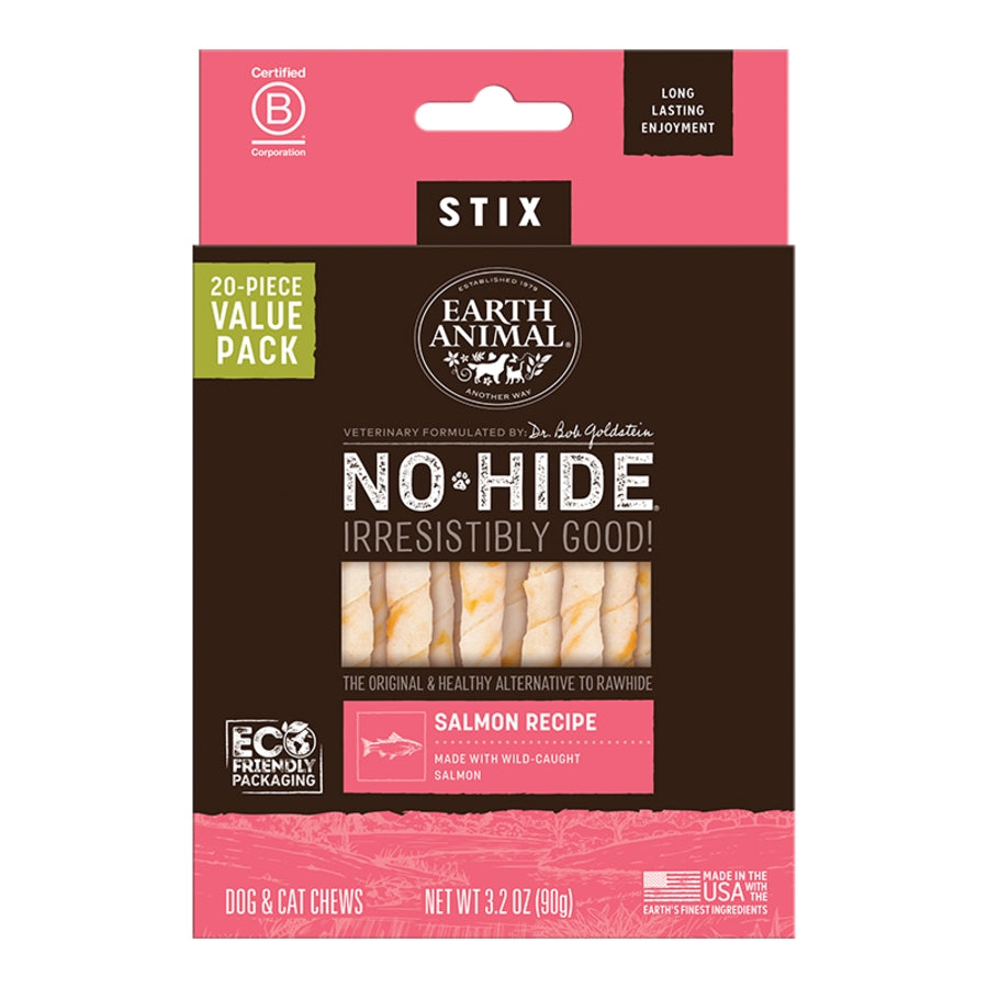 EARTH ANIMAL DOG NO-HIDE STIX SALMON VALUE 20 PACK