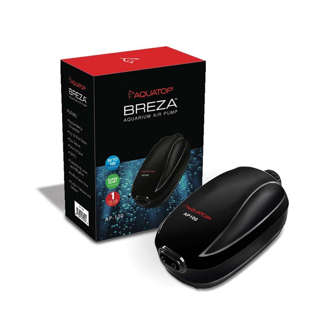 Aquatop BREZA AP-100 Aquarium Air Pump with Flow control Knob 50-100gal Black