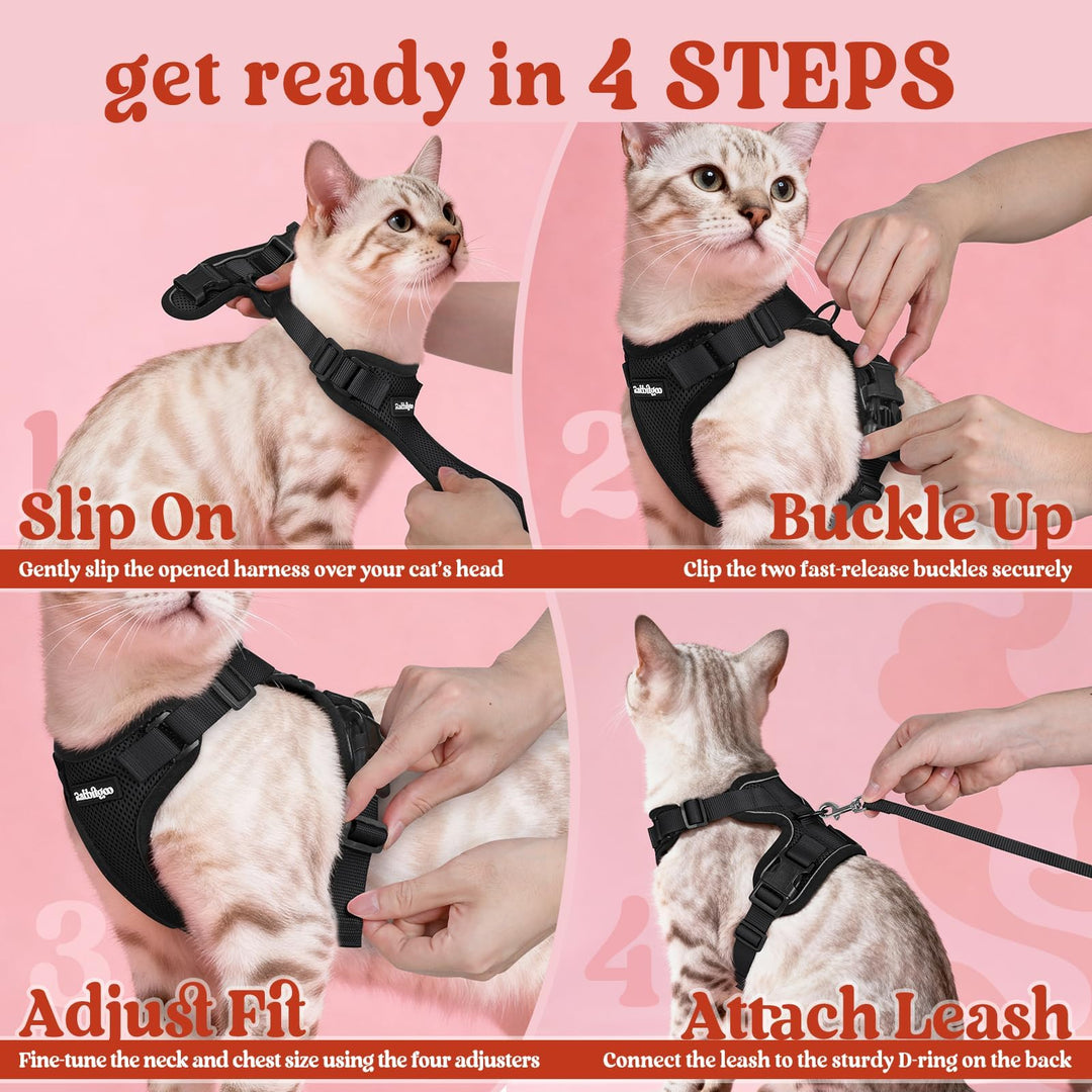 rabbitgoo Cat Harness and Leash Set, Escape Proof Vest, Black