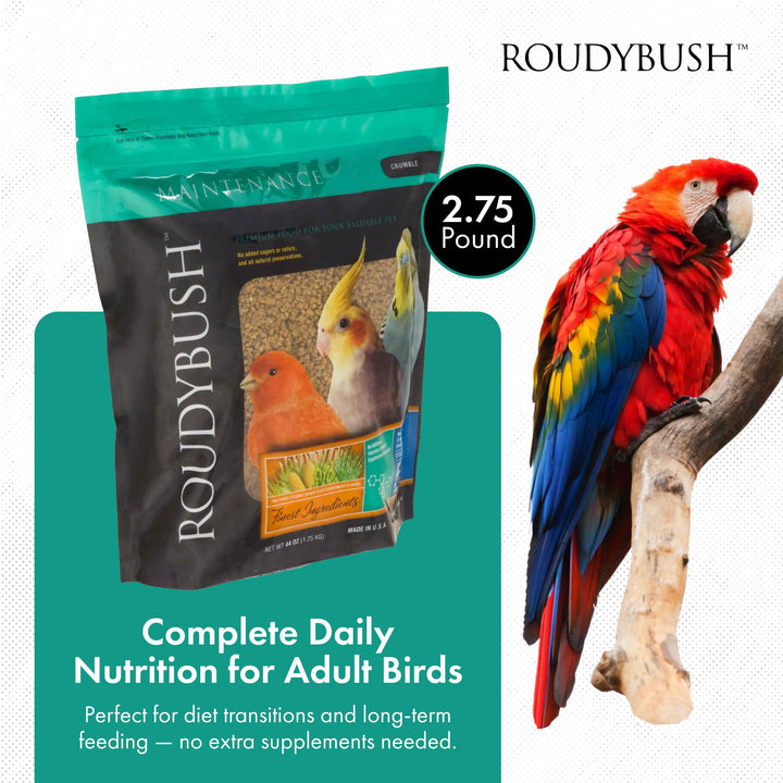 RoudyBush Daily Maintenance Bird Food, Crumble Pellets, 2.75 lb