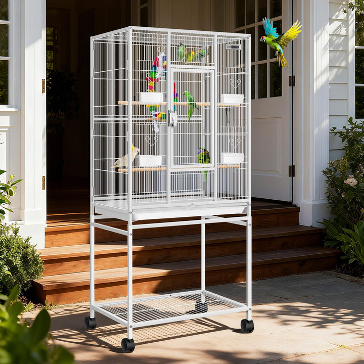 VIVOHOME 54 Inch Wrought Iron Large Bird Cage with Rolling Stand