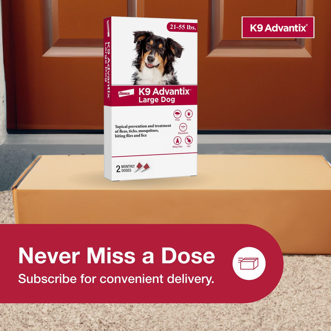 K9 Advantix Flea, Tick &amp; Mosquito Prevention for Dogs 21-55 lbs. | Flea Drops for Large Dogs | Apply Monthly | 4 Treatments (Pack of 2)