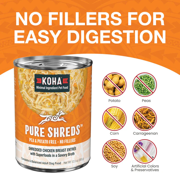 Koha Dog Grain Free Shredded Chicken 5.5oz. (Case of 12)