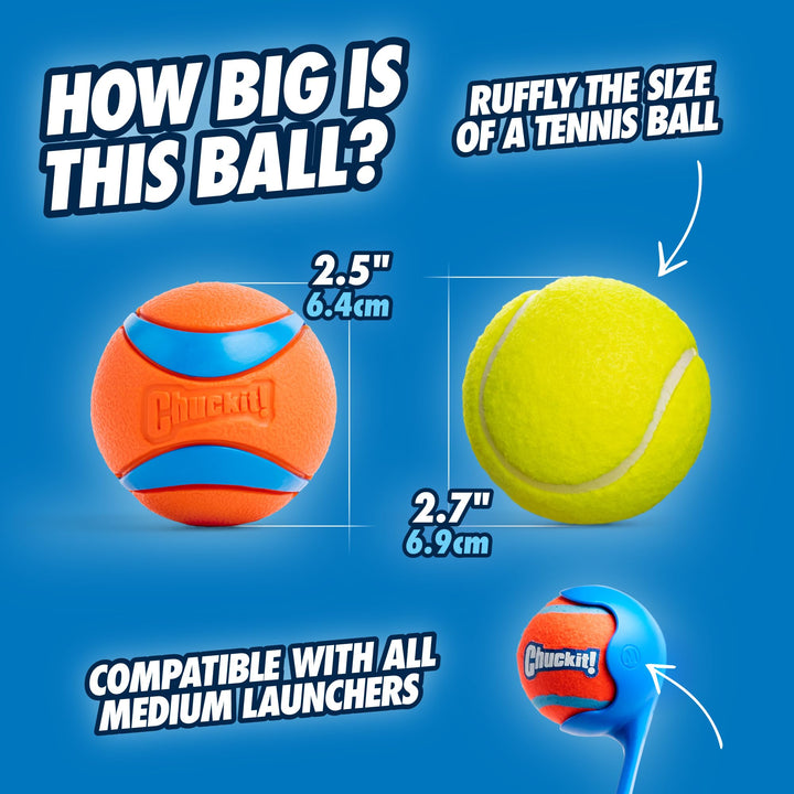 Chuckit! Ultra Rubber Dog Ball, Floating Fetch Toy, Medium 2.5-in, 2-Pack