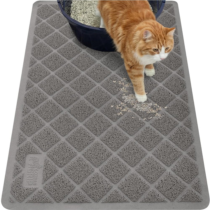 GORILLA GRIP Cat Litter Mat, Coiled Mesh Trapping Mats, 35x23 Gray