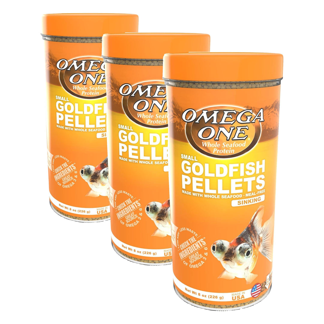 Omega One Goldfish Pellets, Sinking, 2mm Small Pellets, 8 oz (Pack of 3)