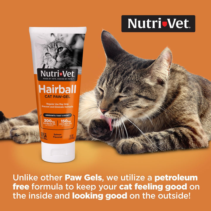 Nutri-Vet Hairball Gel for Cats, Cat Hairball Remedy, Salmon Flavor, 3oz