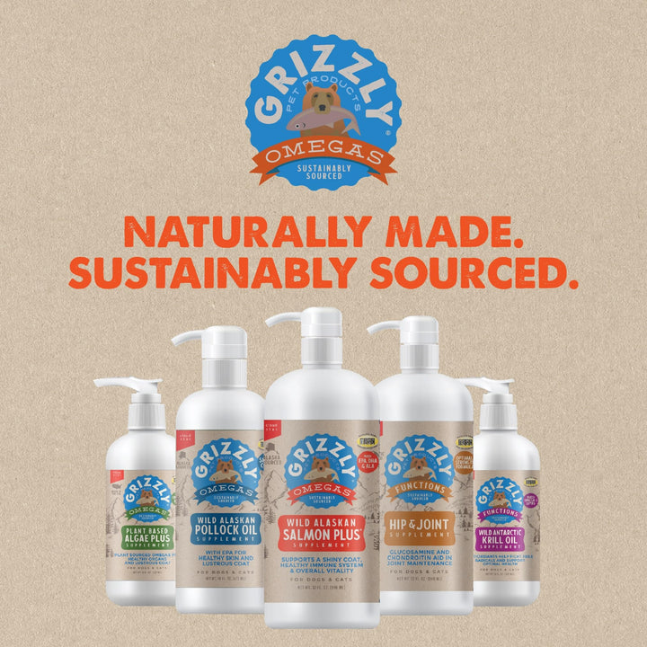 Grizzly Salmon Plus Oil Supplement for Dogs &amp; Cats, Omega 3-6-9, 32 oz