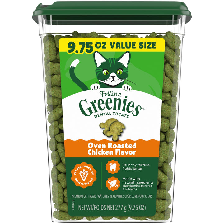 Greenies Feline Natural Dental Cat Treats, Roasted Chicken Flavor, 9.75 oz