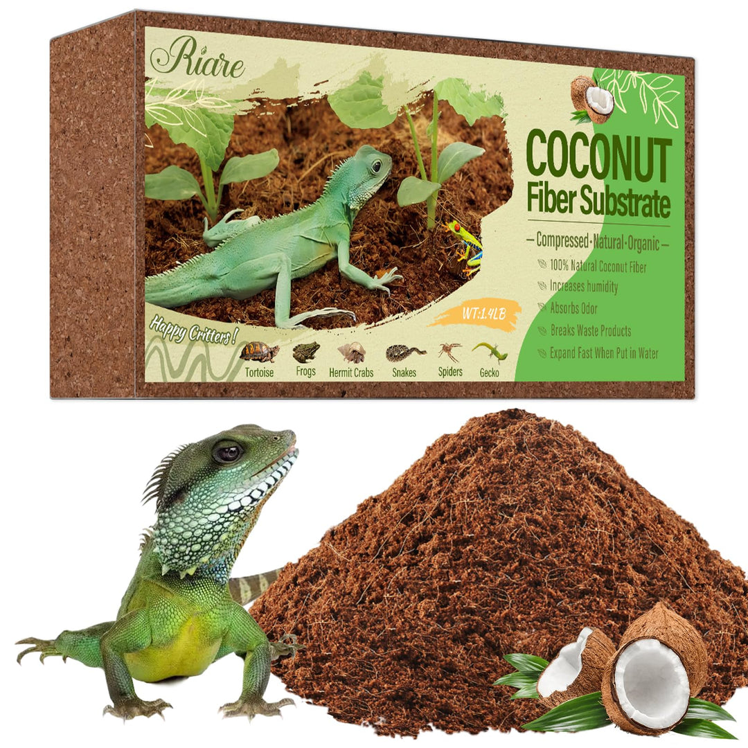 Riare 1 Pack Natural Coconut Fiber Substrate, Coco Coir Reptile Bedding