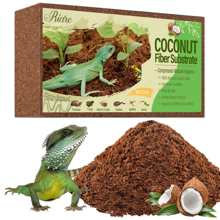 Riare 1 Pack Natural Coconut Fiber Substrate, Coco Coir Reptile Bedding