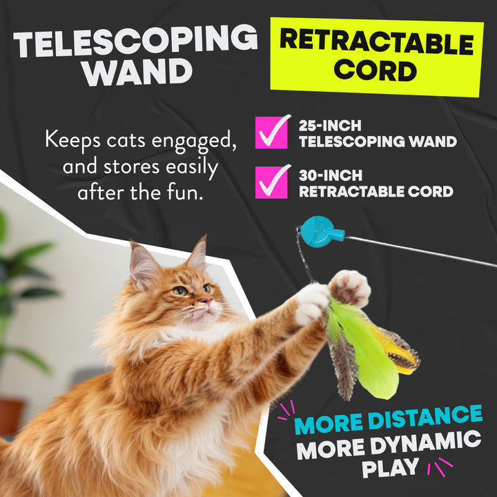 Jackson Galaxy Gotcha! Cat Wand Toy, Interactive Feather Teaser for Cats
