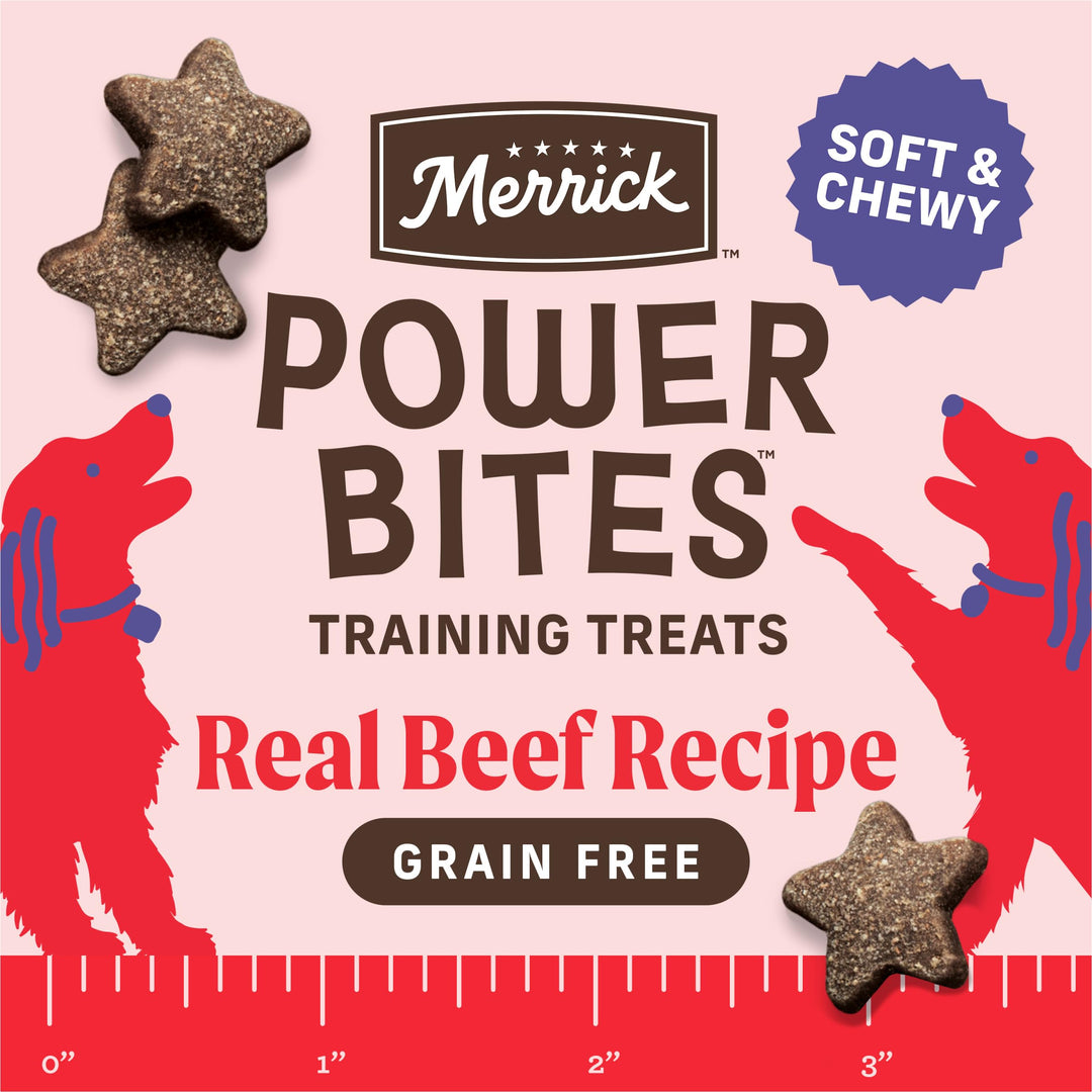 Merrick Power Bites Real Beef Natural Grain Free Dog Treats 6 oz Pouch