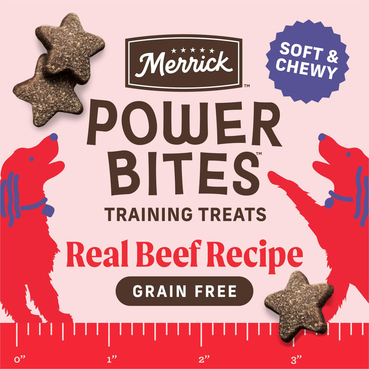 Merrick Power Bites Real Beef Natural Grain Free Dog Treats 6 oz Pouch
