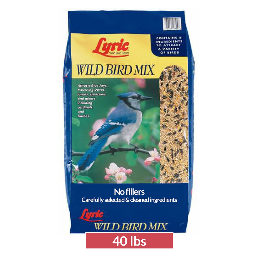 Lyric Wild Bird Mix - Includes Corn, Nuts, and Wild Bird Seed for Outside Feeders, Attracts Doves, Jays and Many More, 40 lb Bag